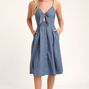 Blue and White Polka Dress